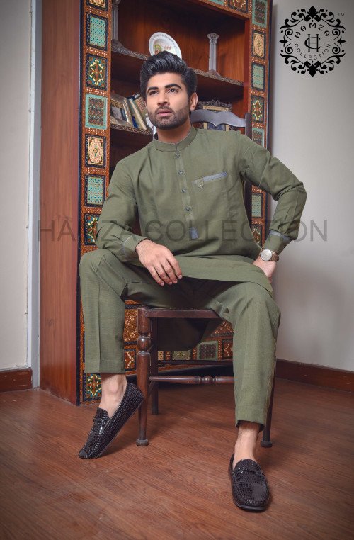 Elevate your traditional wardrobe with the Hamza Collection Deep Plum